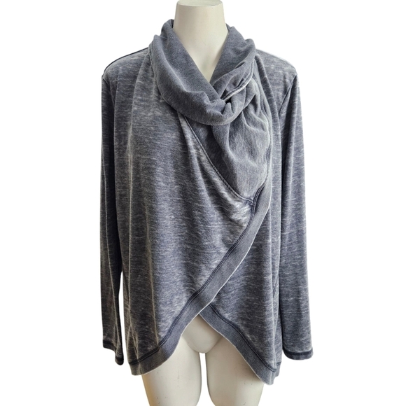 Halcyon Sweatshirt Cardigan Wrap Poncho Gray - Women Size Medium - Picture 1 of 9